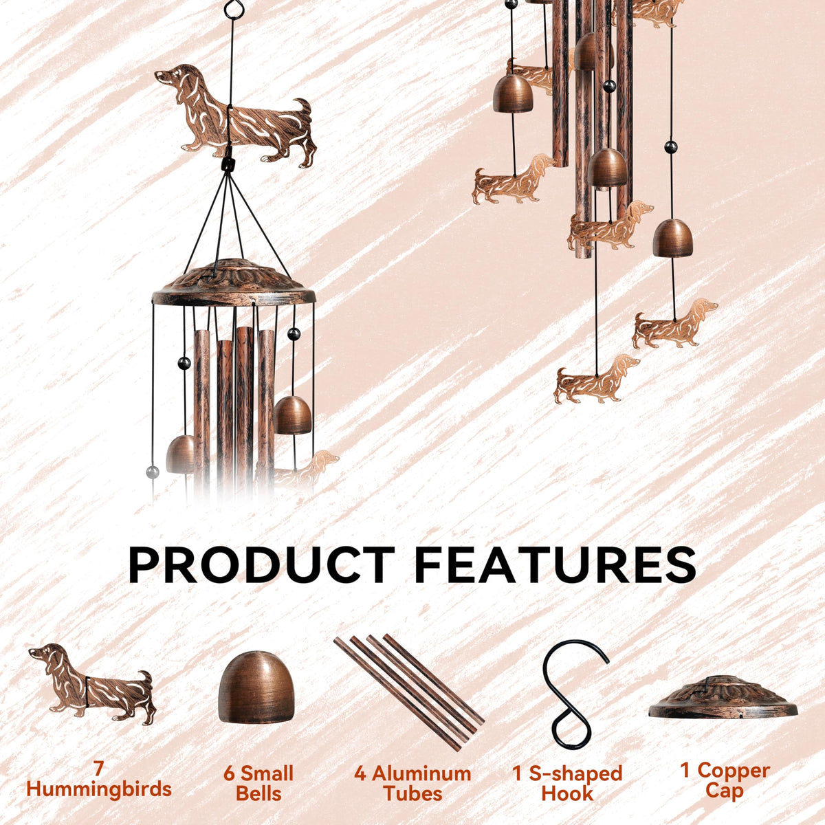 Dachshund Wind Chimes (Copper / Dachshund)