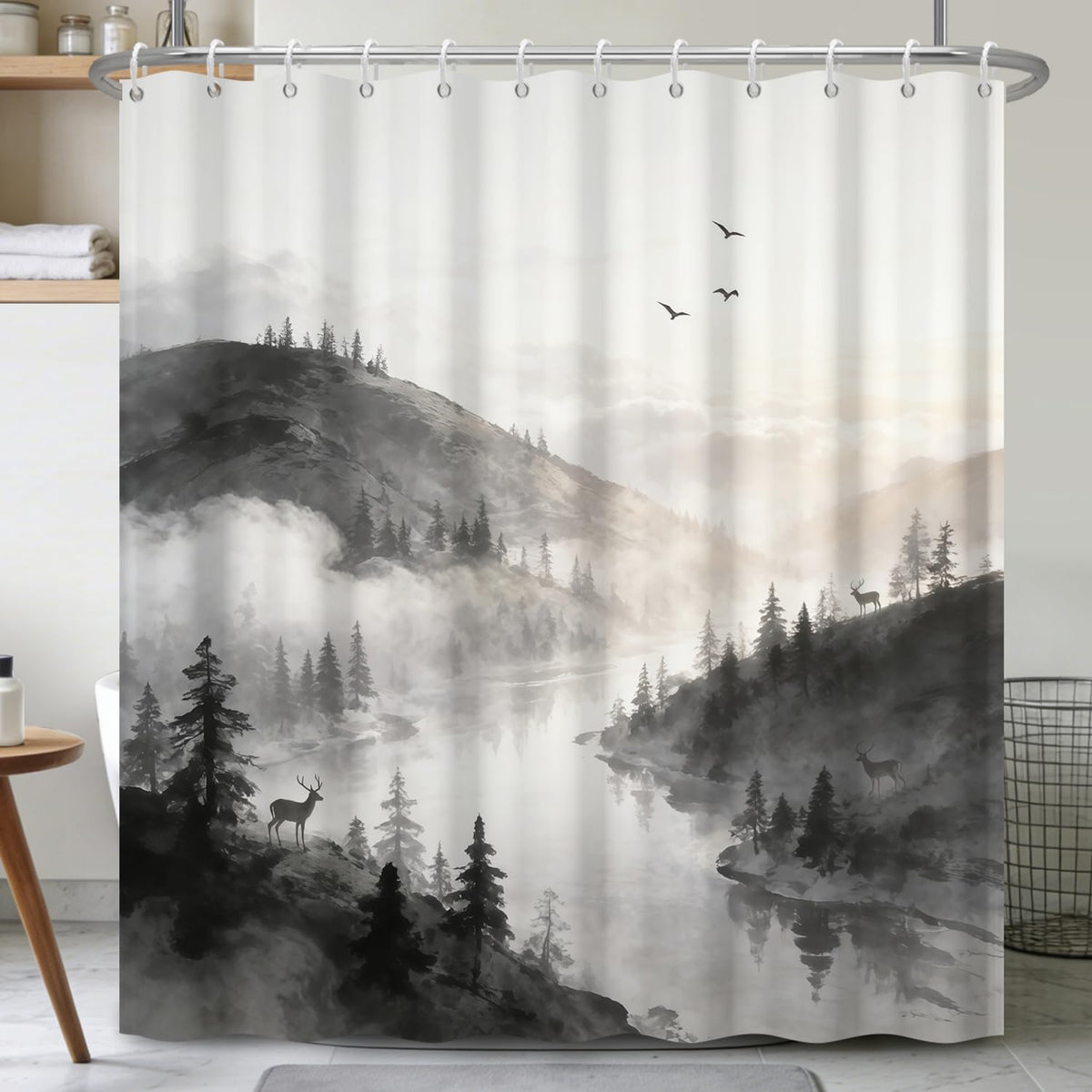 Forest Mountain Nature Shower Curtain (Mountain Landscape)