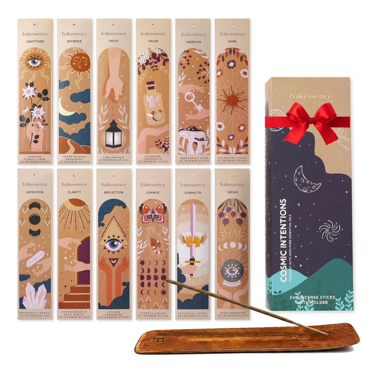 Premium Incense Sticks with Holder Variety Pack of 12 (Pack of 12 (240 Sticks) with Holder)