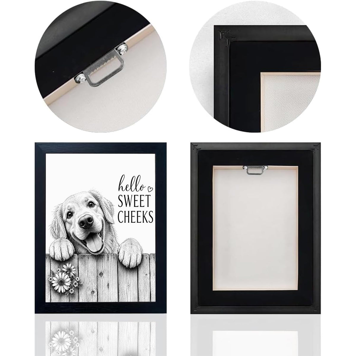 Funny Bathroom Wall Art Framed Dog Bathroom Decor (Framed Bathroom Art 4 / 16"L x 12"W)