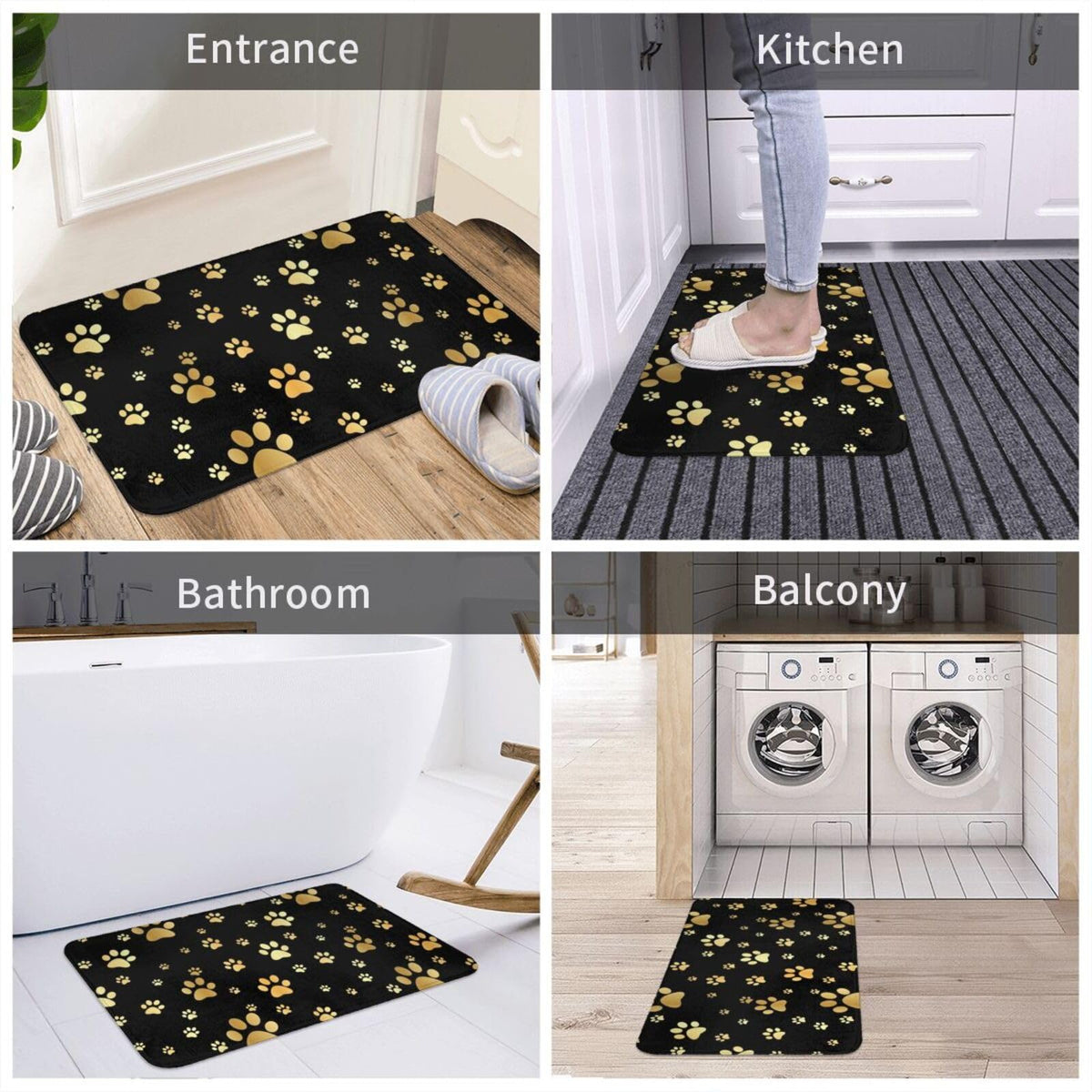 Dog Gold Paw Prints Bath Mat Non (1'8" x 2'8" (Rectangular) / Dog Gold Paw Prints)