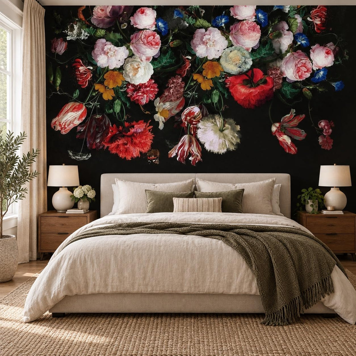 Peel and Stick Wall Mural Wallpaper Floral 137"x96" Decor A21 (A21 / 137" x 96")