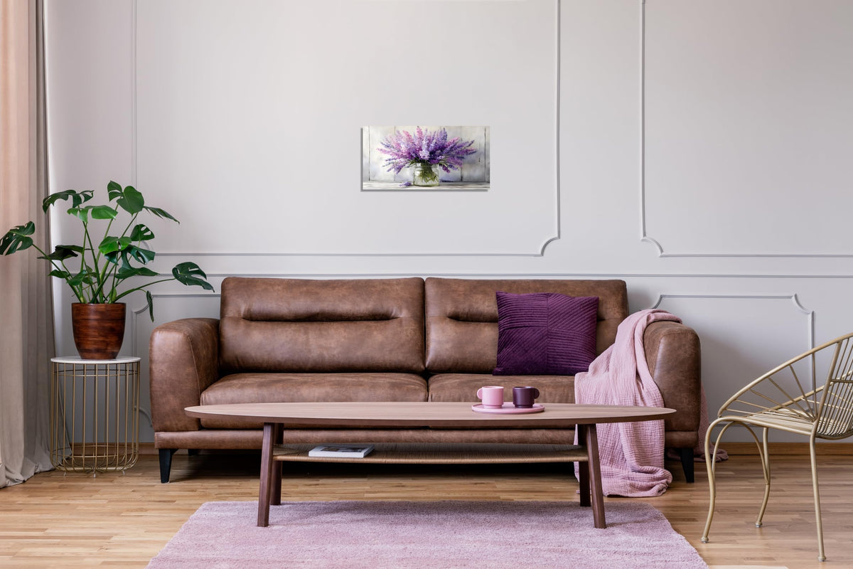 1 Panel Purple Pictures Wall Decor Purple Artwork Lavender Wall Art Country Floral Canvas Prints Botanical Art Watercolor Flower Bathroom Bedroom Decor Painting Ready to Hang 8x16 Inches (16"L x 8"W / Purple Flower 13)