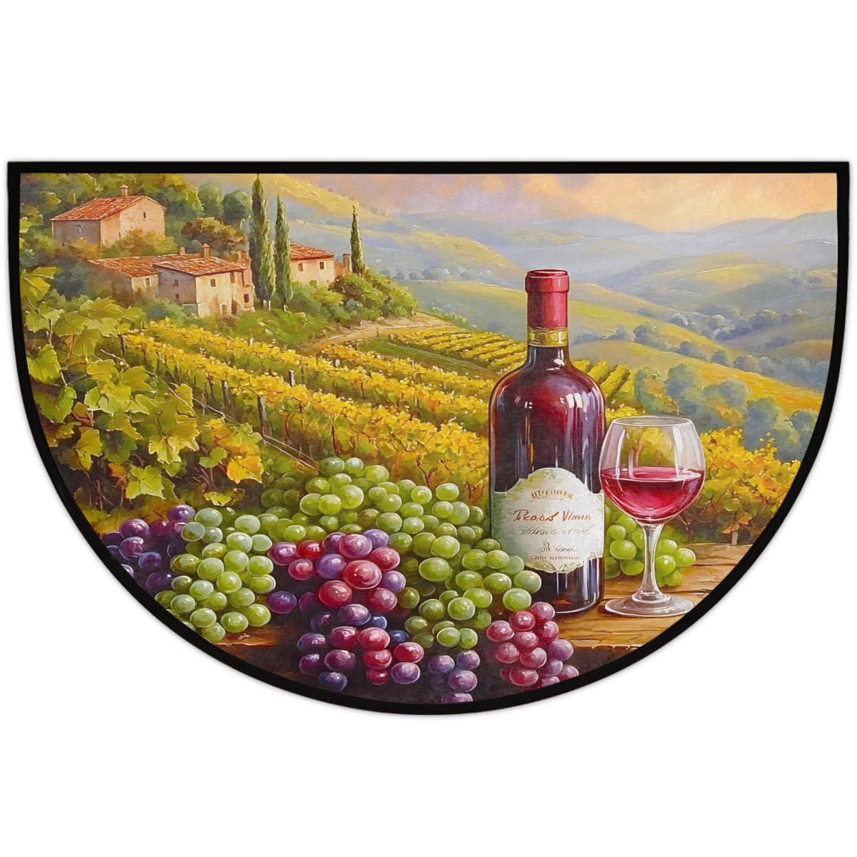 Wine Grapes Half Round Rug Half Moon Door Mat Half Circle Rugs (Z:color 6)