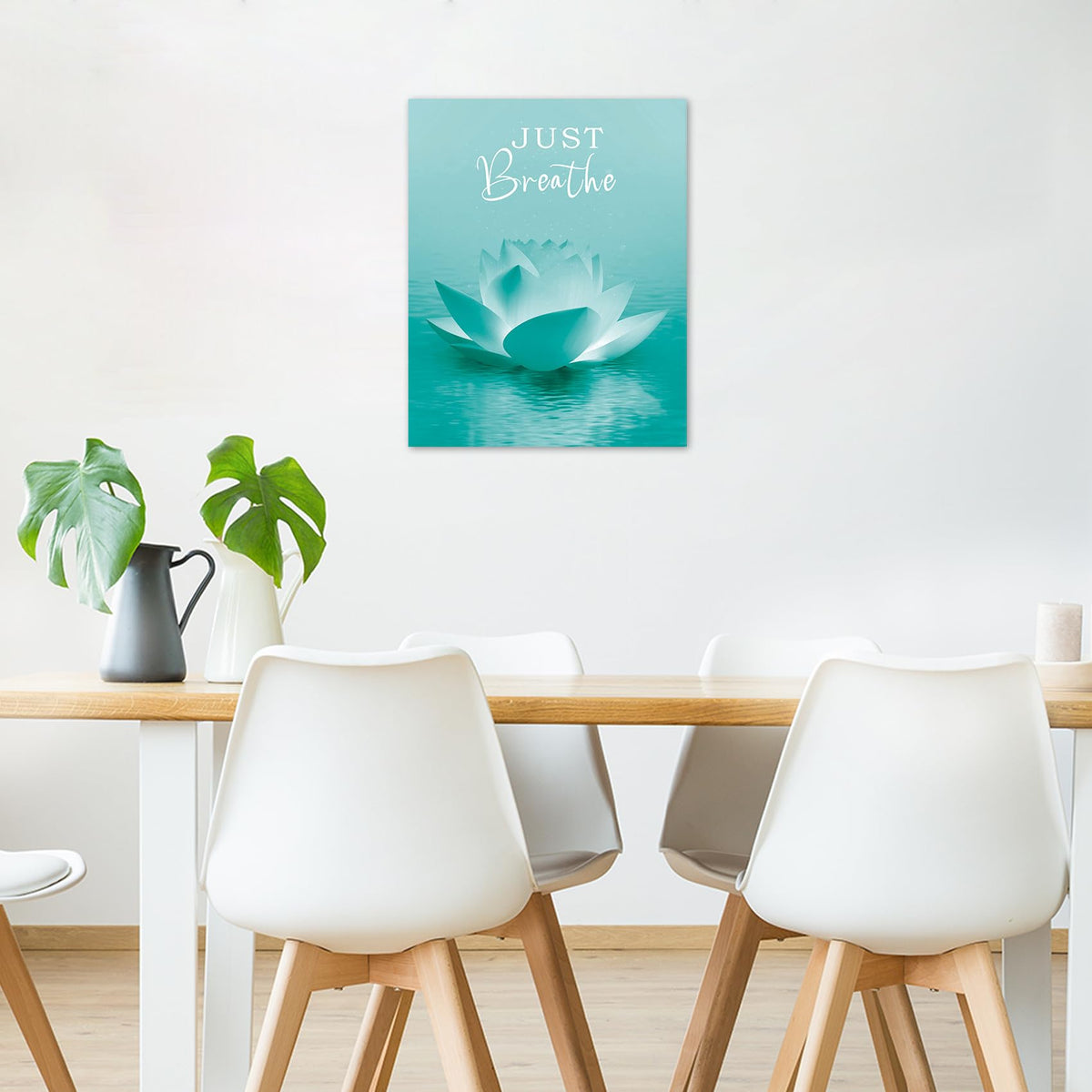 Teal Zen Wall Art (White and Teal / 16"L x 12"W)