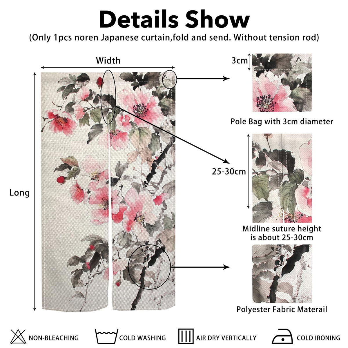 Japanese Noren Doorway Curtain (Pink02)