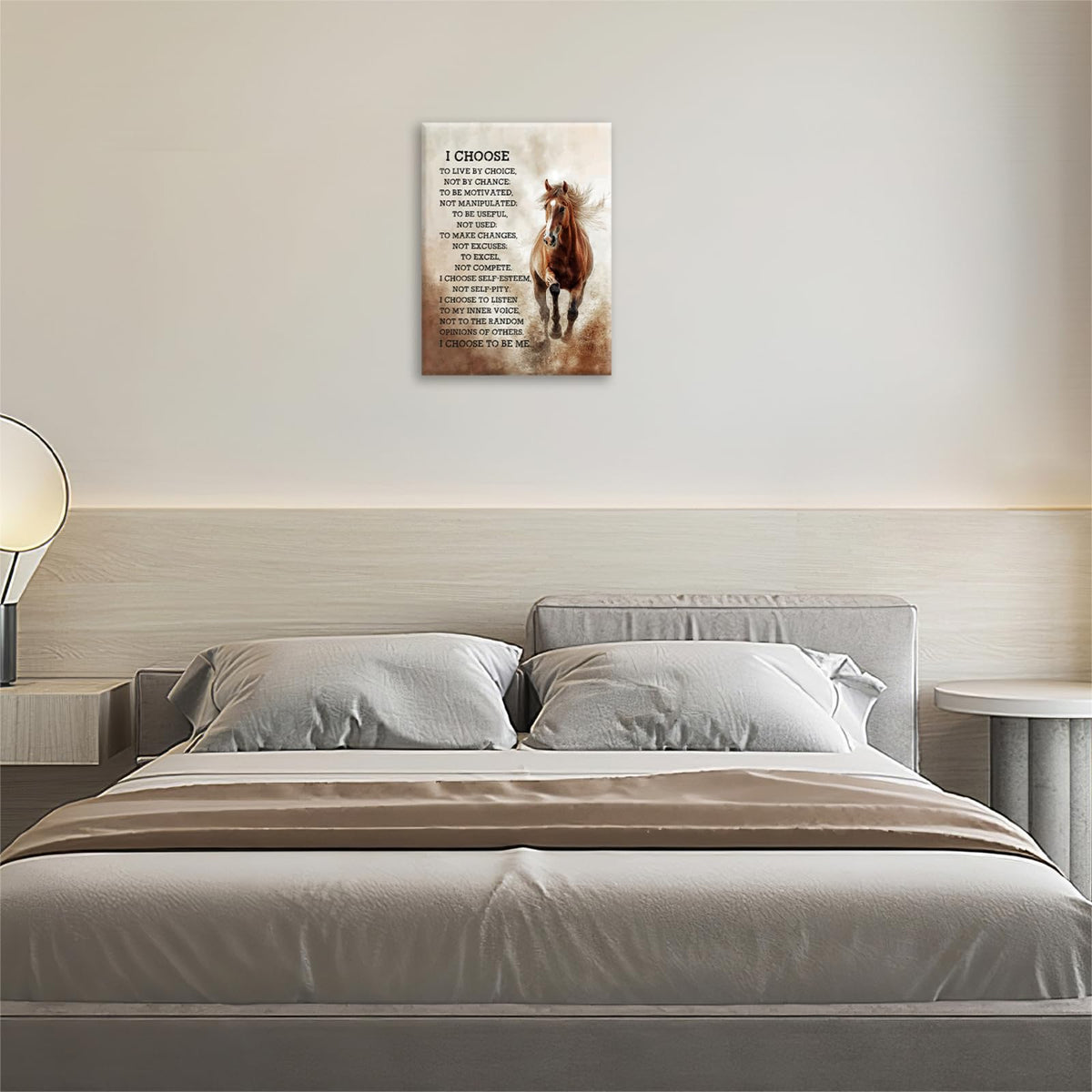 Horse Wall Art Vintage Horse Pictures Decor Inspirational Quotes I Choose Painting Canvas Prints Modern Framed Artwork for Home Bathroom Bedroom Living Room Offic 20"x24" (I Choose Horse / 24"L x 20"W)
