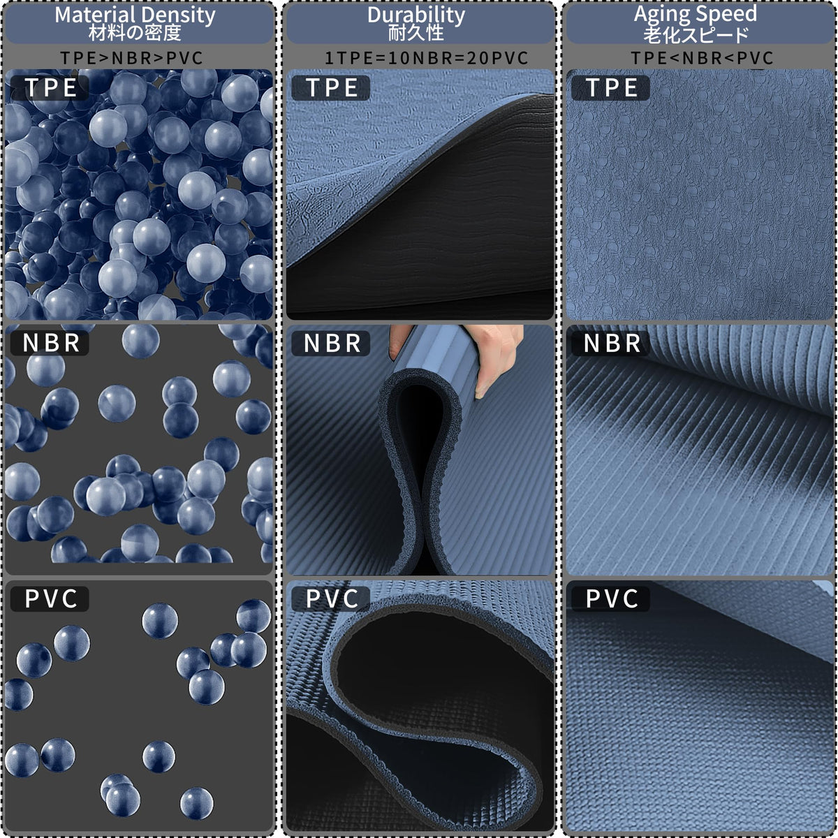 Foldable Yoga Mat (Blue & Black)
