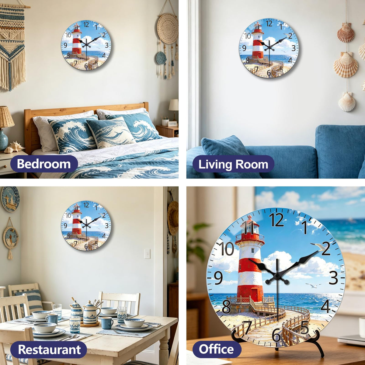 Summer Lighthouse Wall Clocks Battery Operated (Summer Lighthouse)