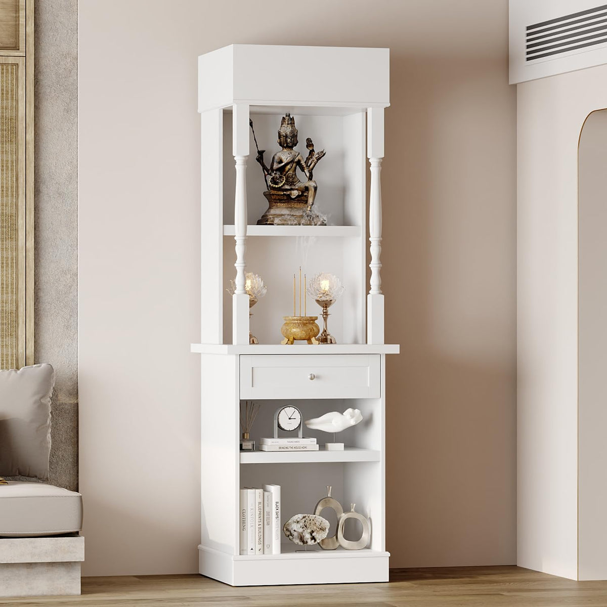 Altar Cabinet with Drawer & Shelves (21.4"W)