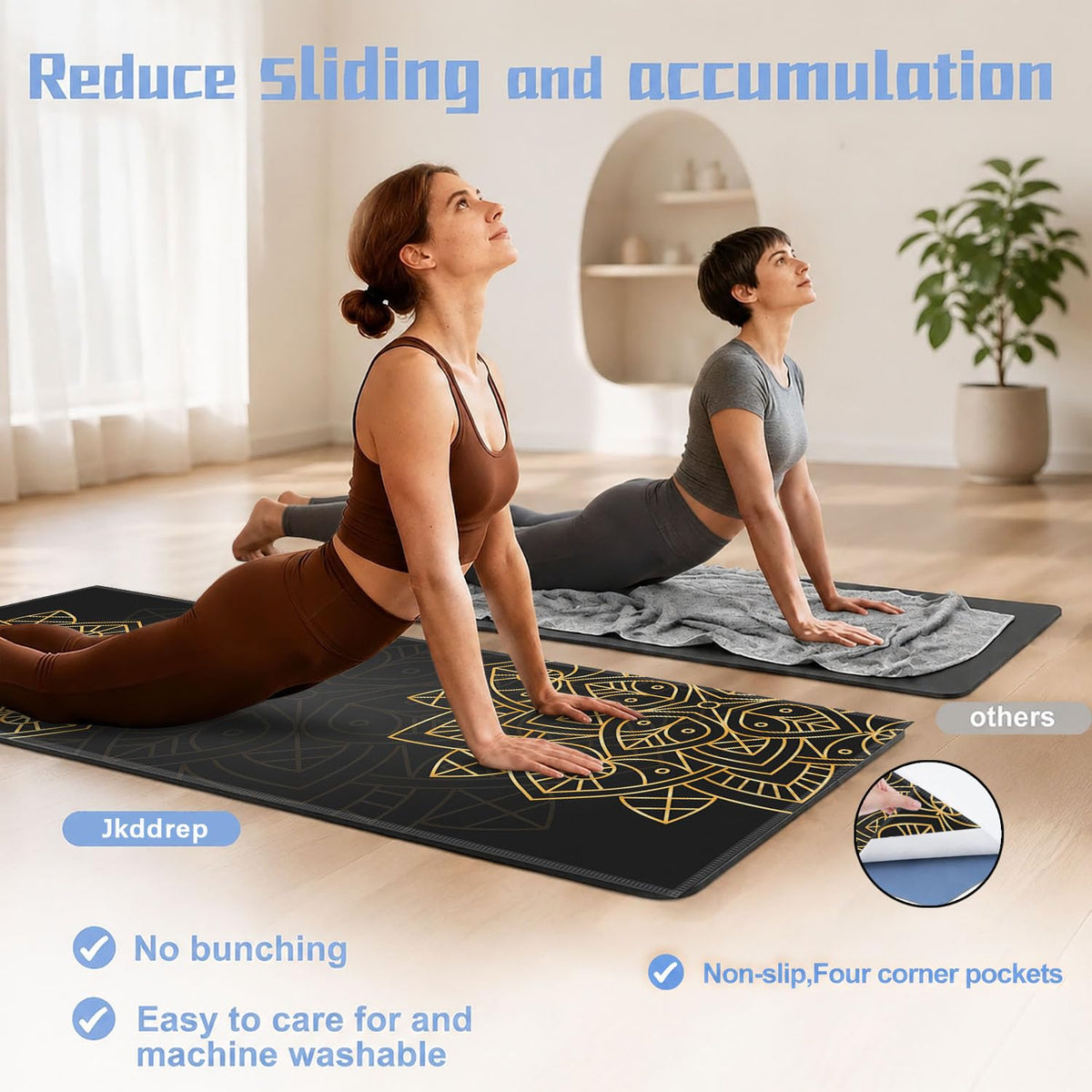 Yoga Mat Towel (Gold Flower-02 / Large)