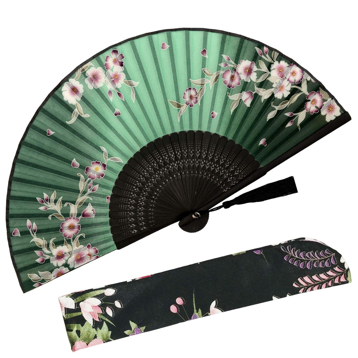Small Folding Hand Fan (Redbud-green)