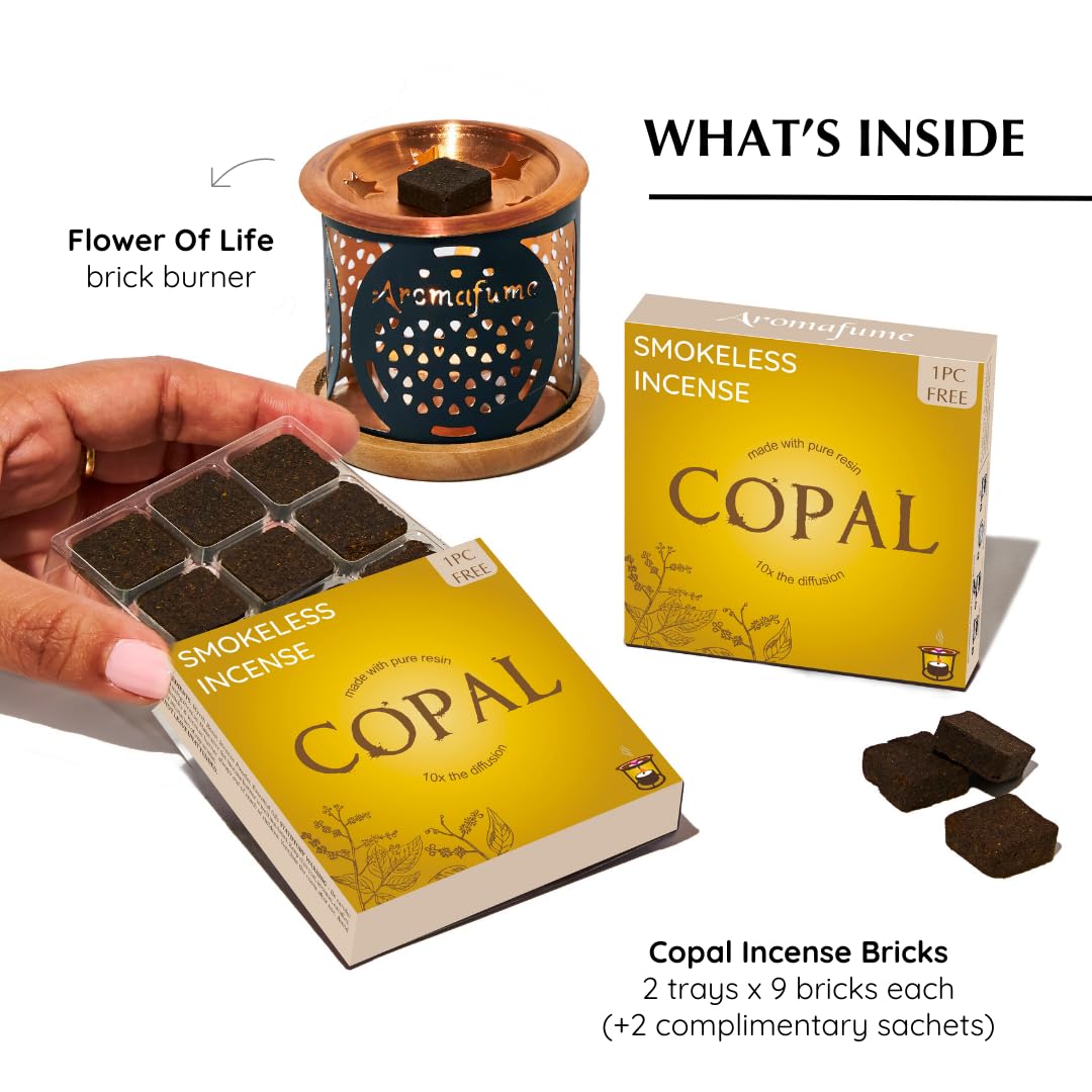 Copal Incense Bricks & Flower of Life Exotic Burner by Aromafume (2copal + Flower)