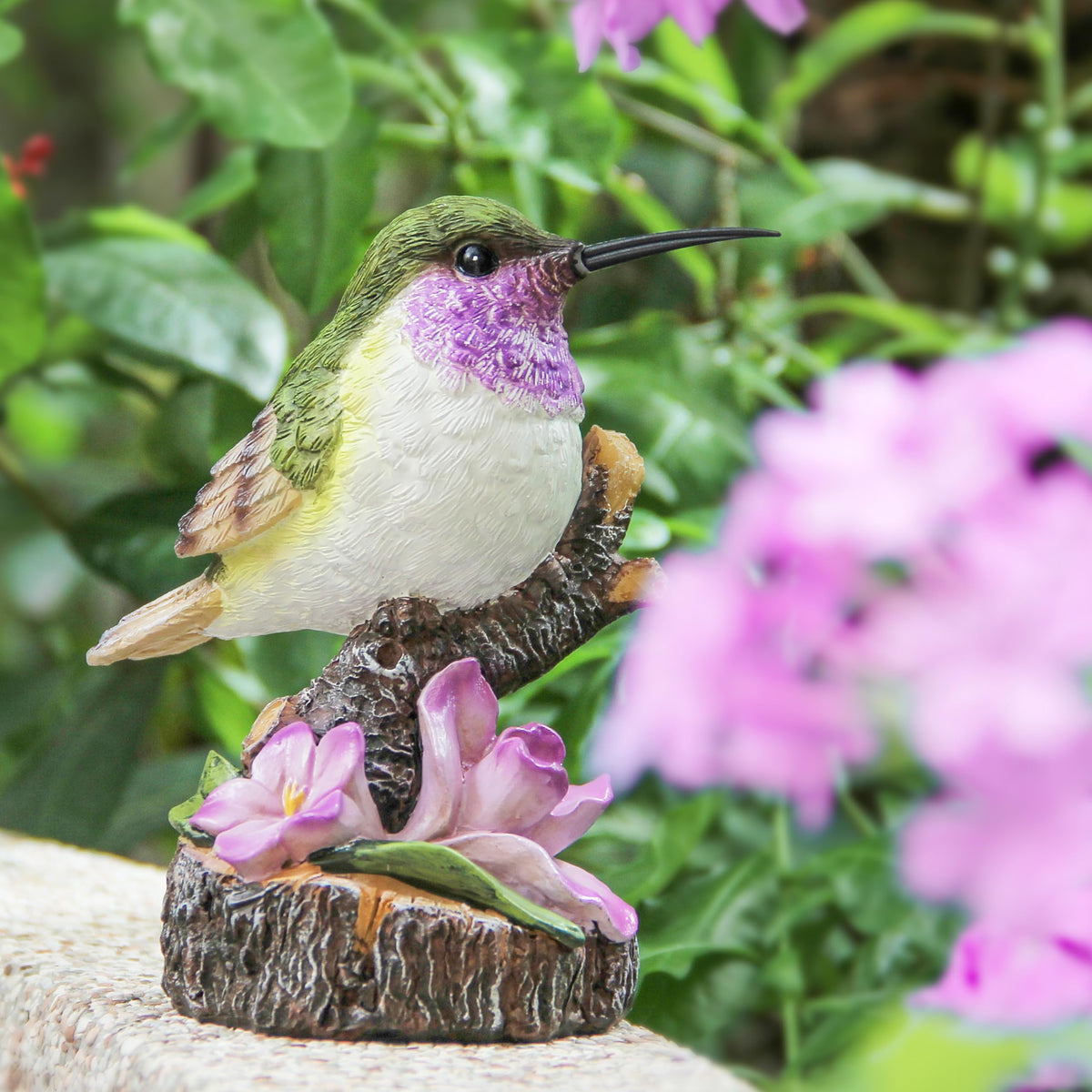 Hummingbird Garden Statues Bird Figurine Decor for Outdoor Yard Patio Lawn (Purple)