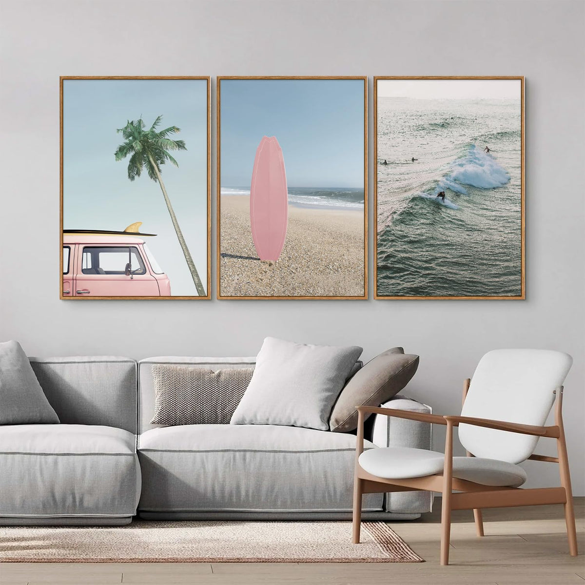 Large Ocean Beach Framed Canvas Wall Art (Ocean Beach / 36"L x 24"W)