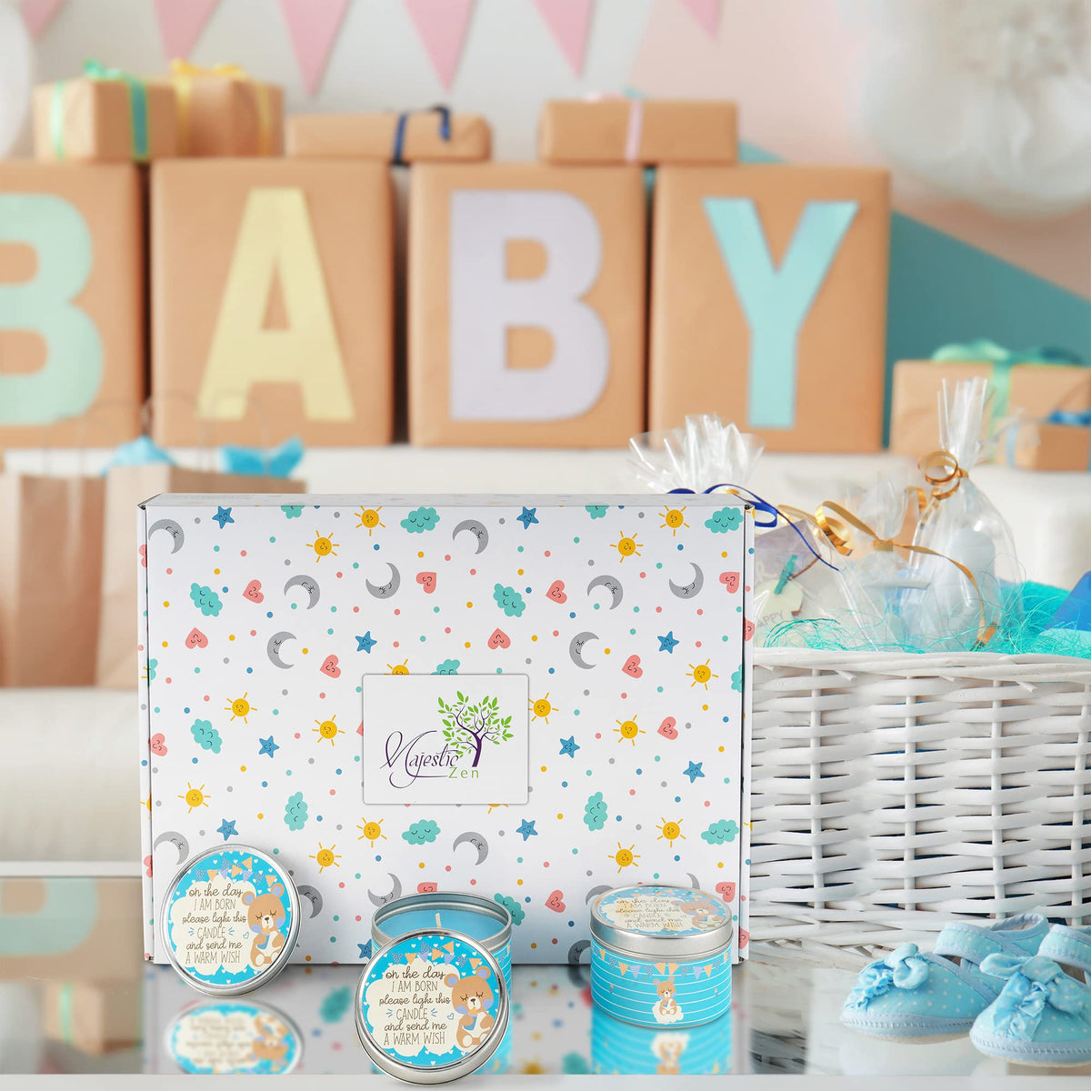 Baby Shower Candle Favors for Boy (Blue-2-9pk)