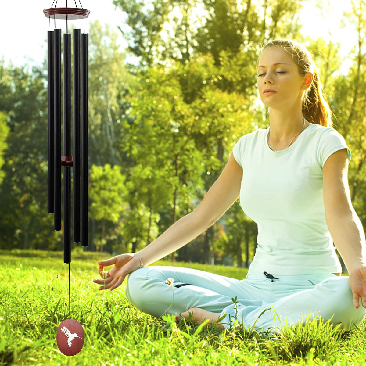 60" Hummingbird Wind Chimes (60" Red Hummingbird)
