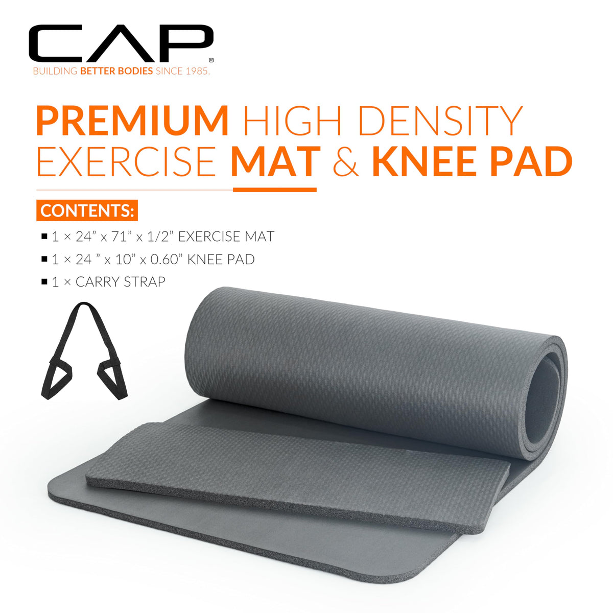 1 2" Thick Yoga Mat (Gray / Yoga Mat w/Knee Pad)