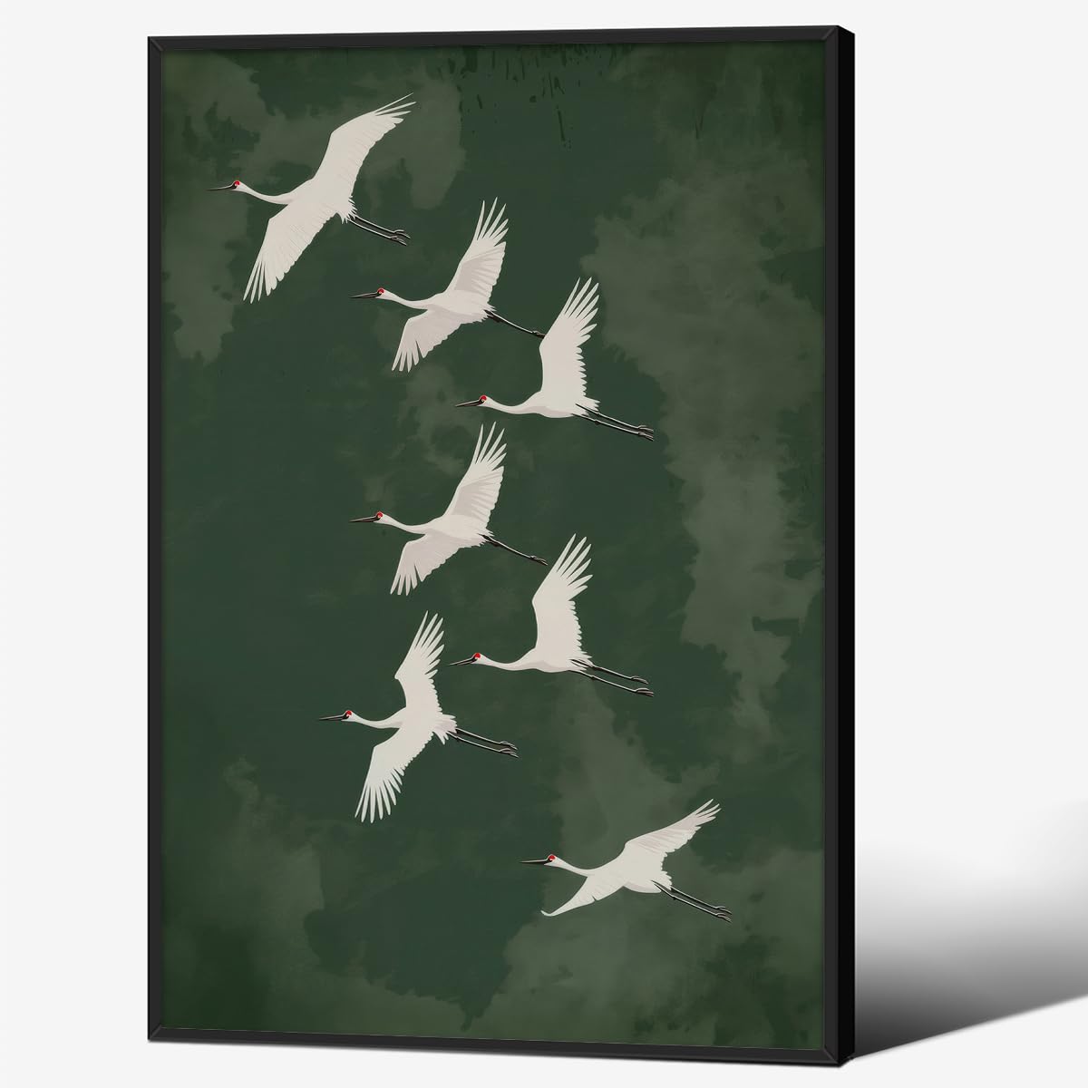 Japanese Flying Black Framed Wall Art Vintage Bird Pictures Decor Poster 24x36 inch Rustic Nature Animal Canvas Prints Minimalist Home Decor for Asian Style Living Room Bedroom Office Zen Ready to hang (Black Framed / Japanese Canvas / 36"L x 24"W)