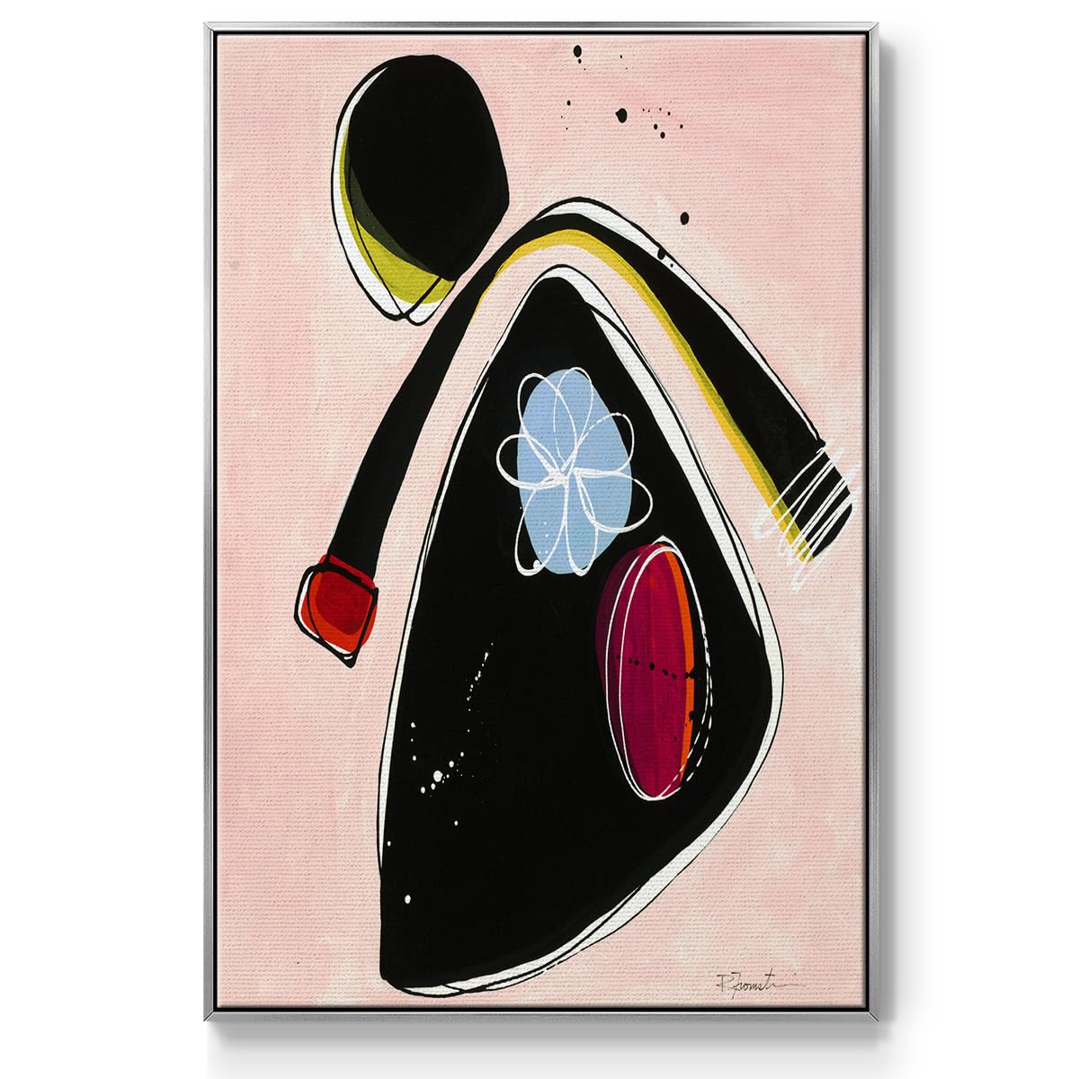 Canvas Home Decor Silver Floating Frame Artwork Prints Little Kid Wanna Play Abstract Paintings for Bedroom Office Kitchen (41"L x 27"W / Wanna Play? II)