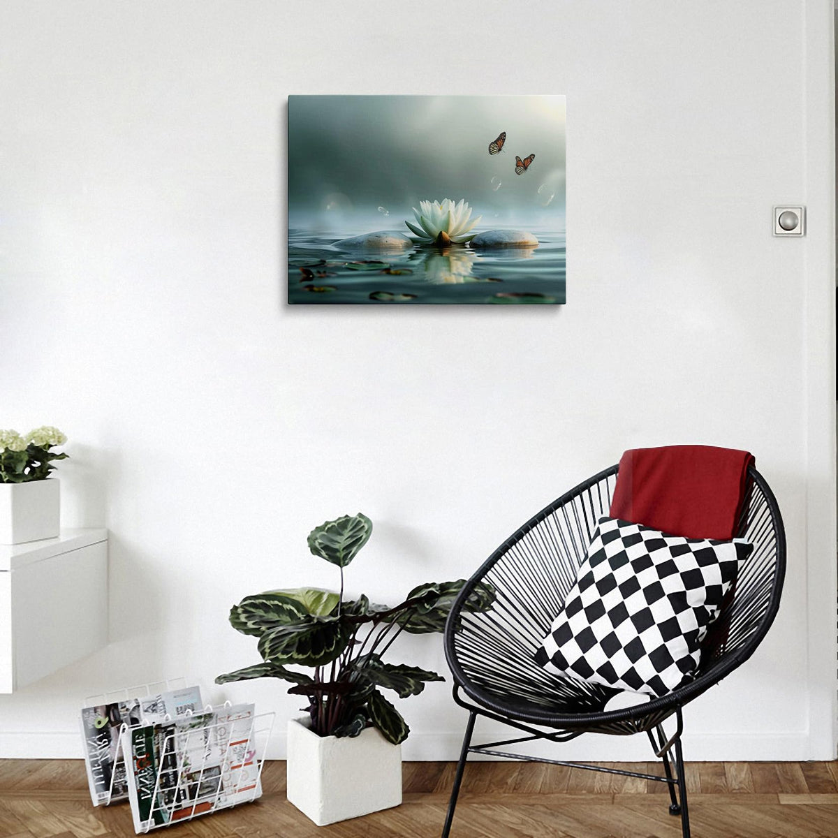 Serene Lotus Canvas Wall Art Framed Meditation Spa Nature Decor 16x24 Inch (Lotus Flower01 / 24"L x 16"W)