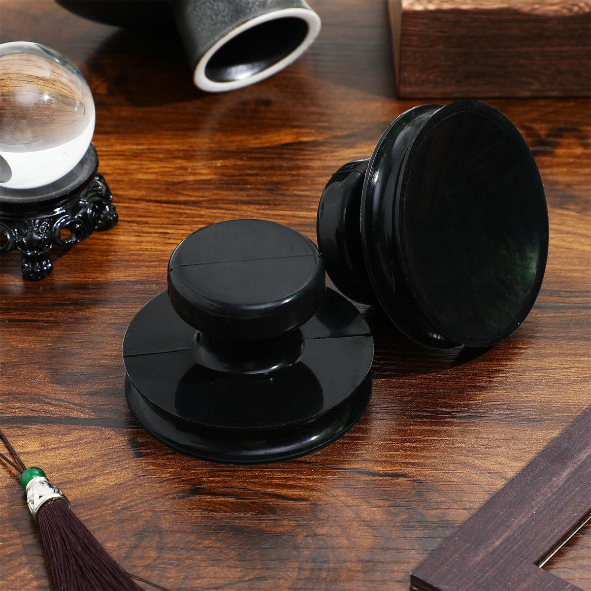Singing Bowl Suction Tool Rubber 2 pack Black (8x8cm / Black)