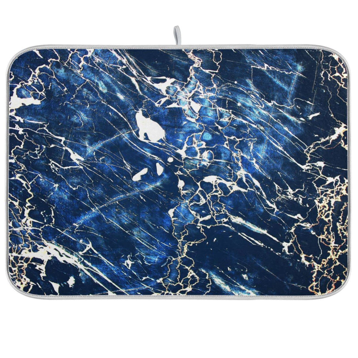 Super Absorbent Dish Drying Mat (Marble Black Navy Blue / 18" x 24")