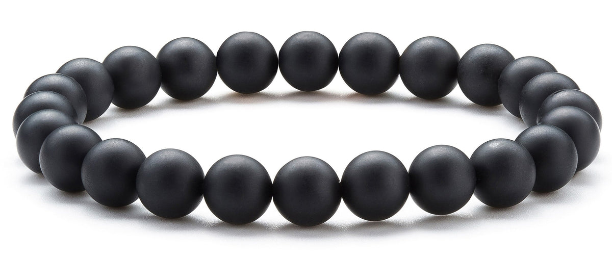 Men Women 8mm Natural Stone Lava Rock Diffuser Bracelet (Matte Agate)