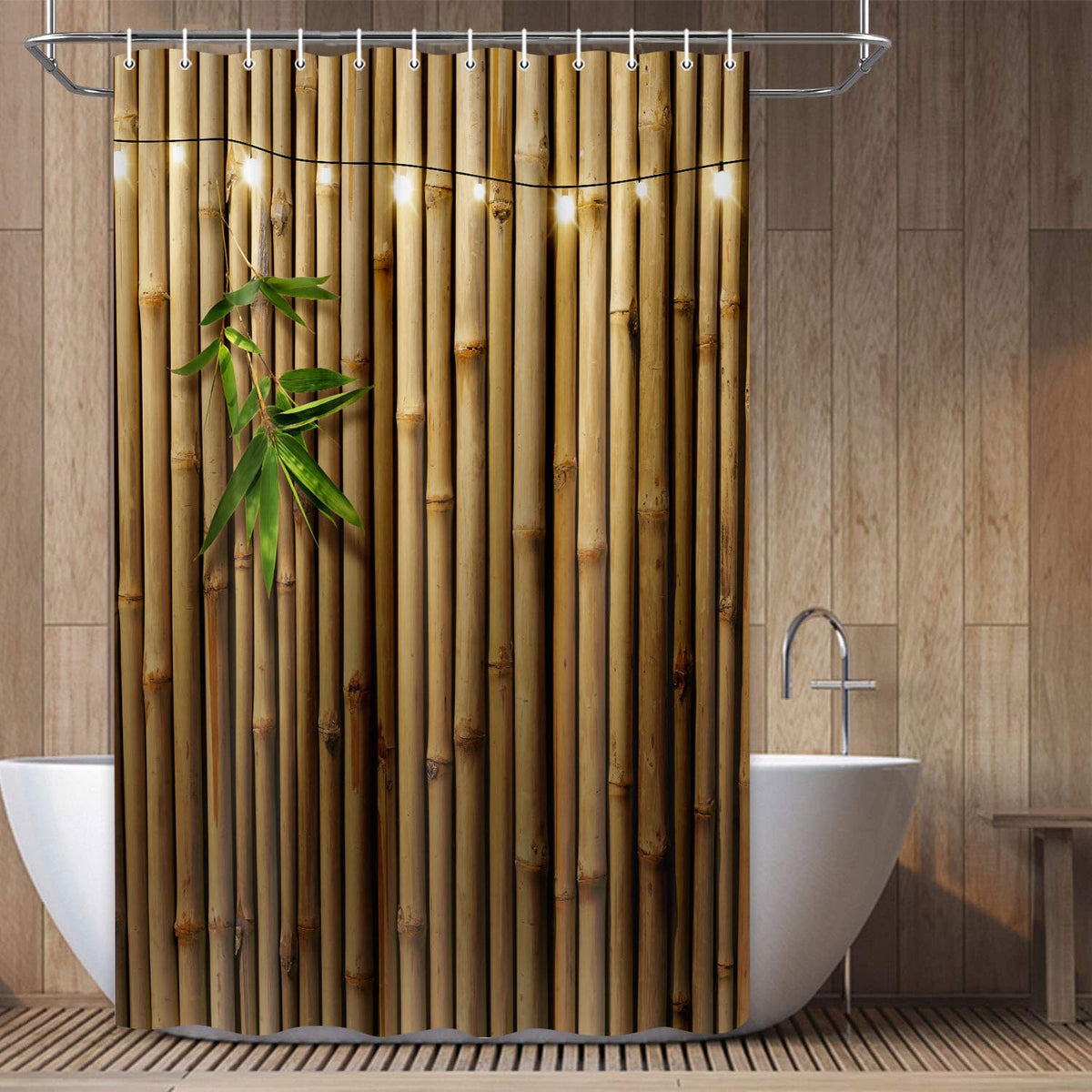 Bamboo Shower Curtain (Brown-02 / 36"W x 72"L (Pack of 1))