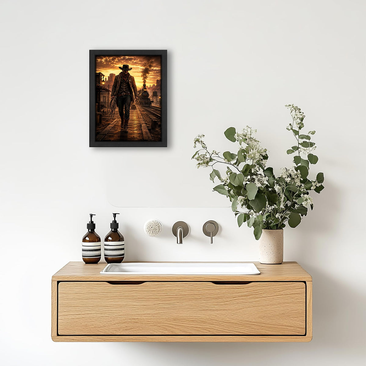 Western Cowboy Decor Wall Art (Wall Art Framed 54 / 20"L x 16"W)