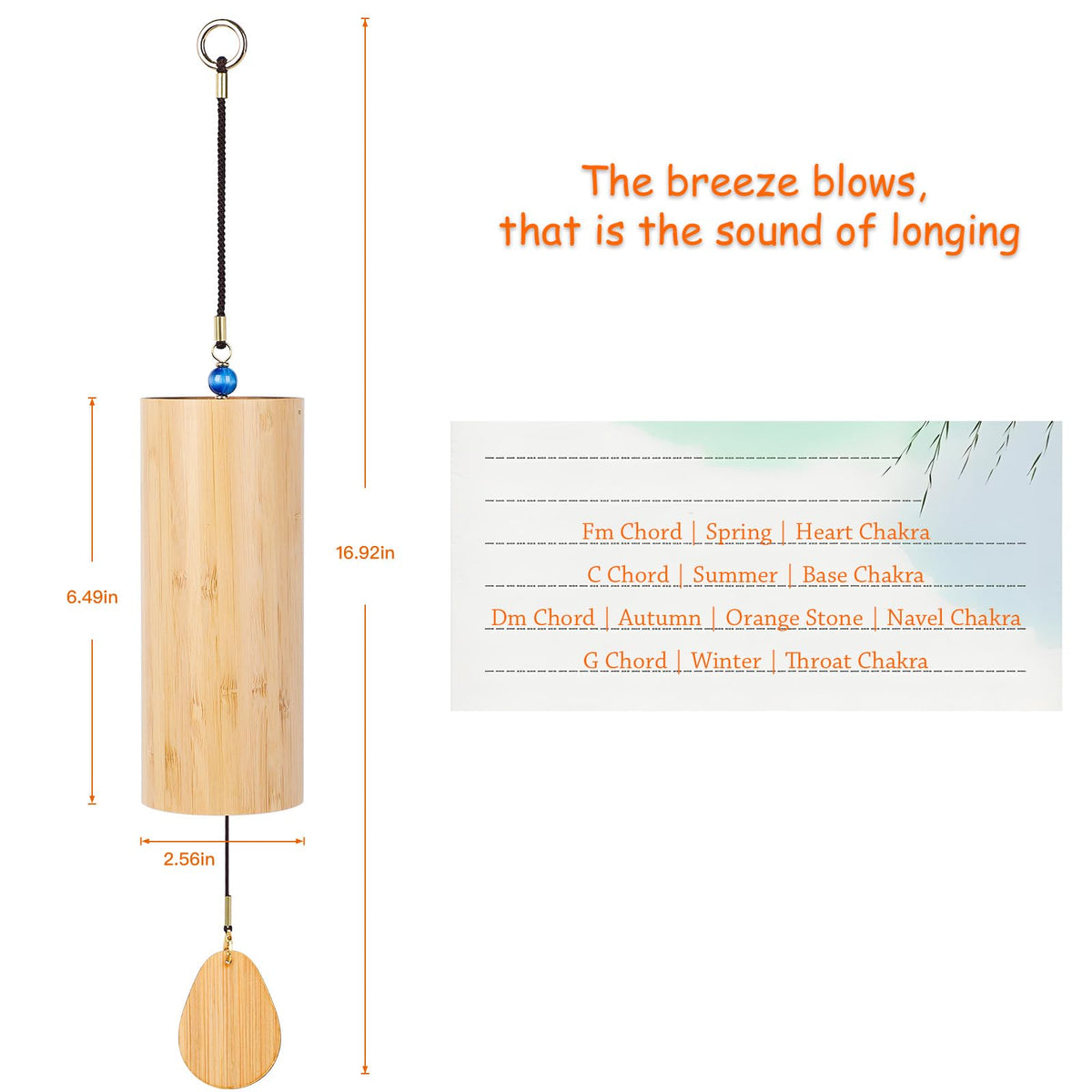 Bamboo Wind Chimes for Outdoors Meditation Zen Windchime Memorial Wind Chimes Sound Therapy Nature Sound