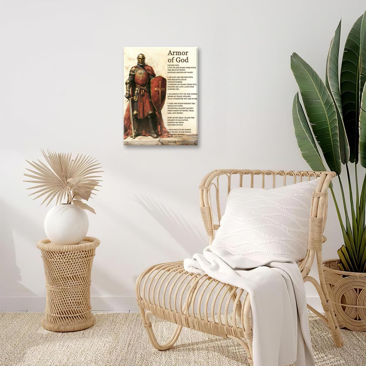 Armor of God Wall Art Christian Religious Prayer Faith Wall Decor Medieval Warrior Canvas Painting Picture for Home Church Office Bedroom 12"x16" (Armor Of God / 16"L x 12"W)