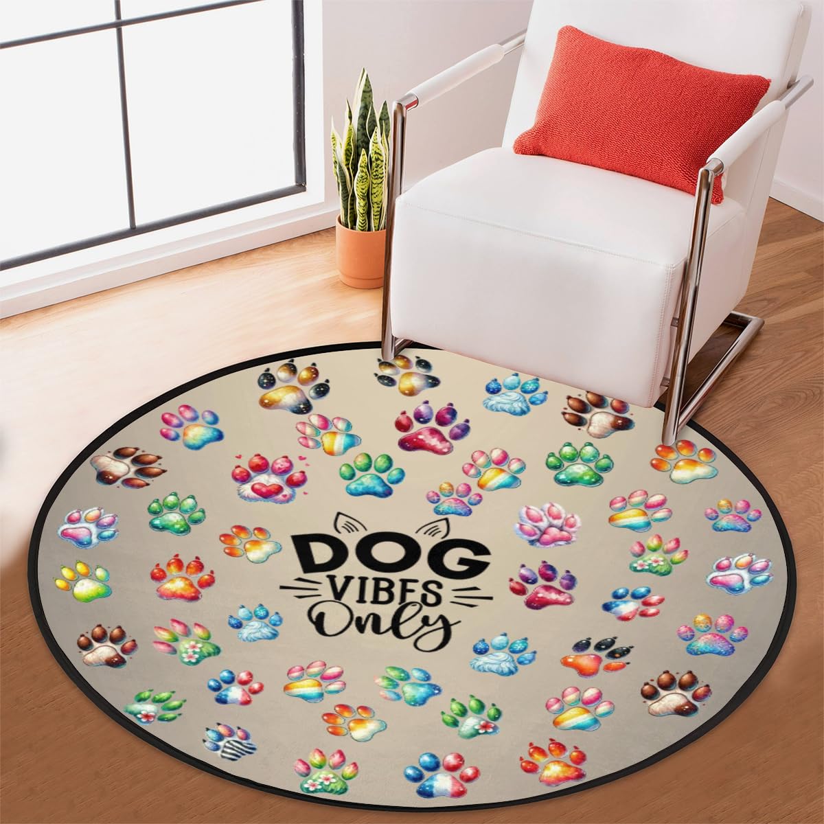 3 Ft Paw Animals Round Rug Circle Area Rugs Circular Door Mat for Indoor (A:a-5 / 3'3" (Round))