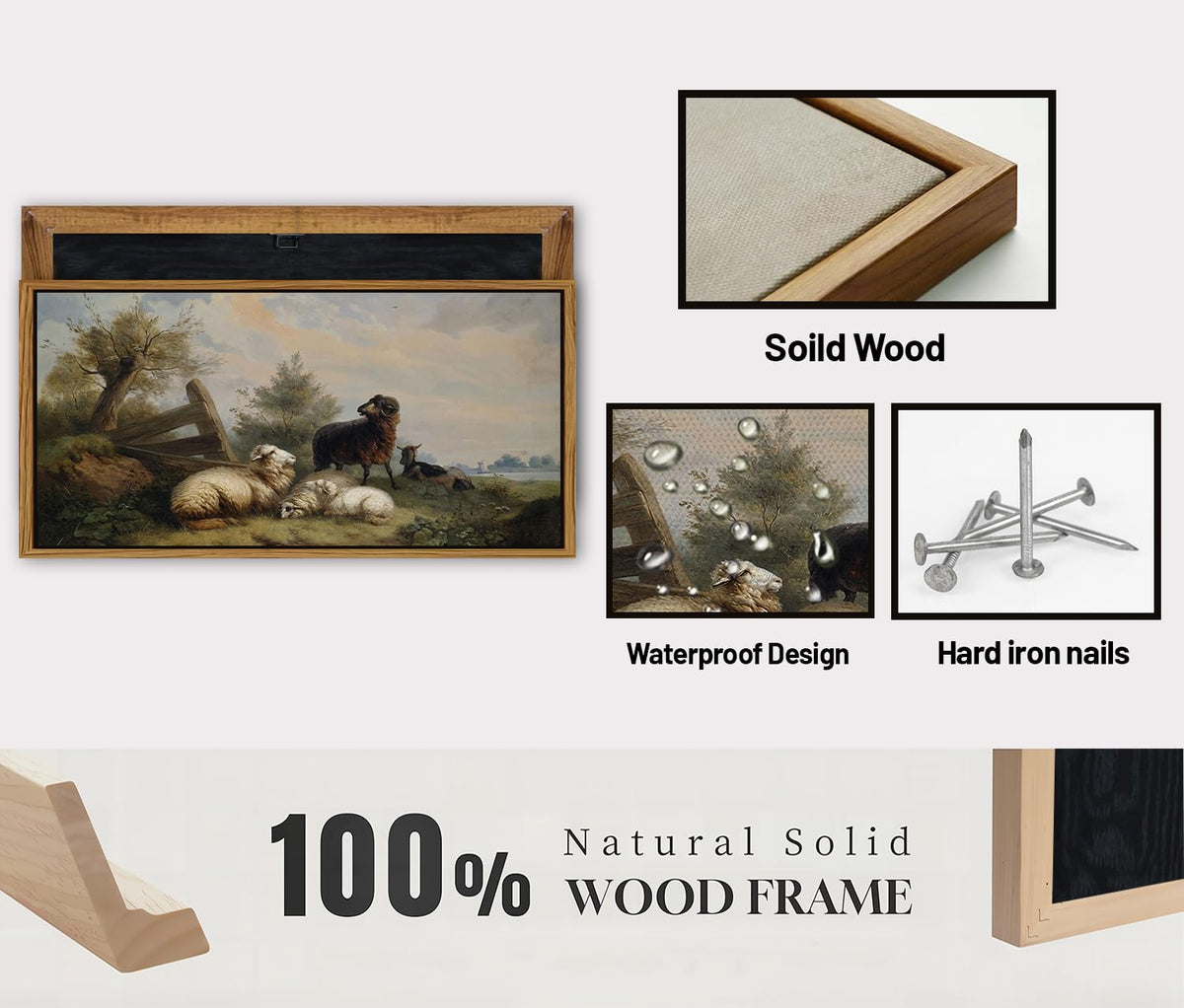 Farmhouse Sheep Wall Art Framed (20"L x 40"W / Sheep)
