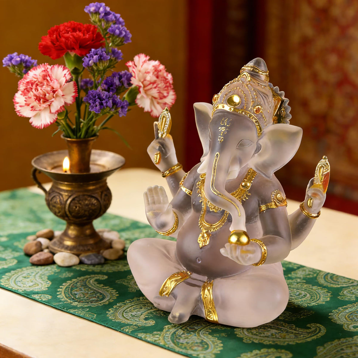Indian God Lord Ganesha Statue (Transparent / 7.08")