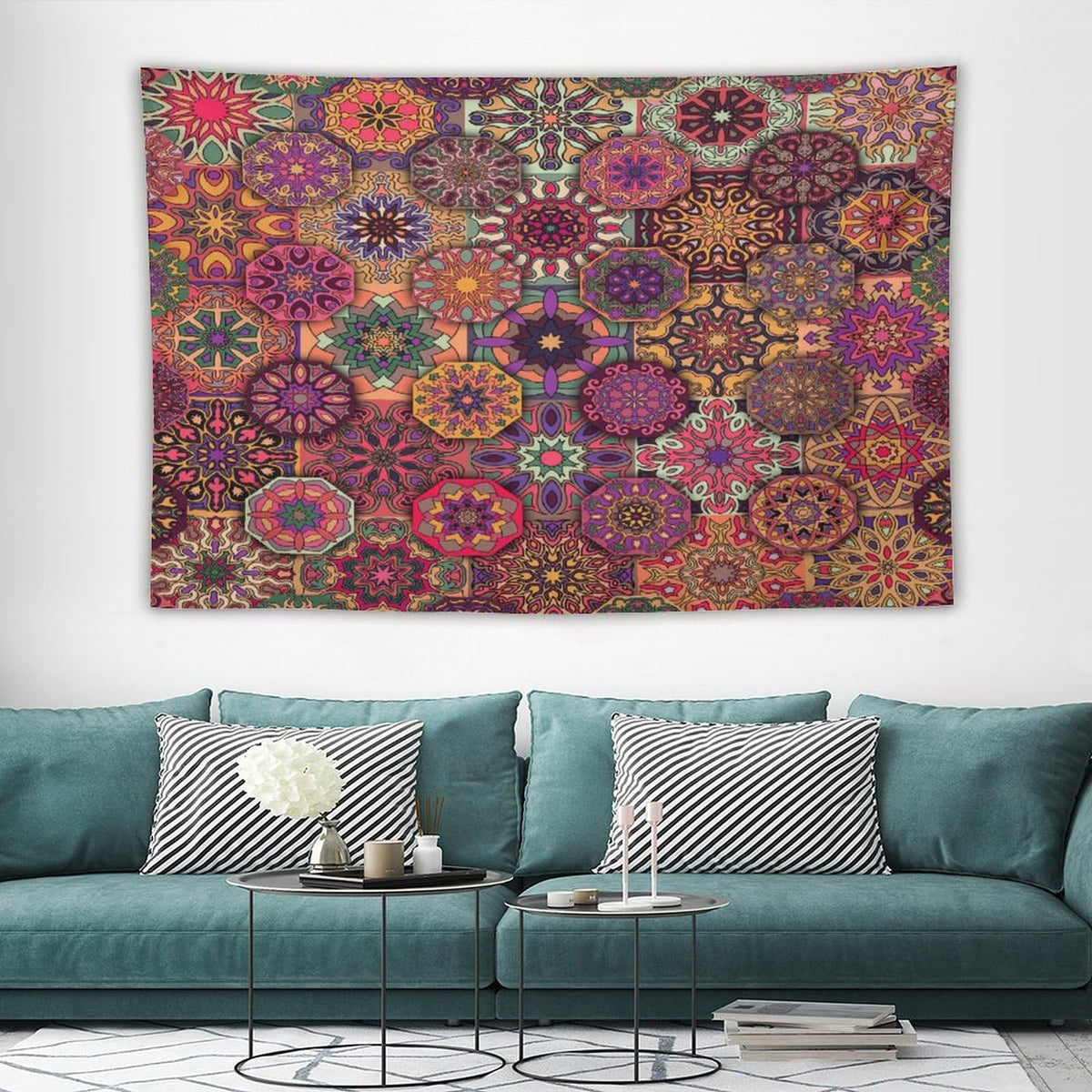 Mandala Indian Bohemian Tapestry Wall Hanging Paisley Purple Floral Boho Abstract Tribal Tapestries Home Decor for Living Room Bedroom Apartment Farmhouse Dorm 40"x60" (40"L x 60"W / Mandala-25)