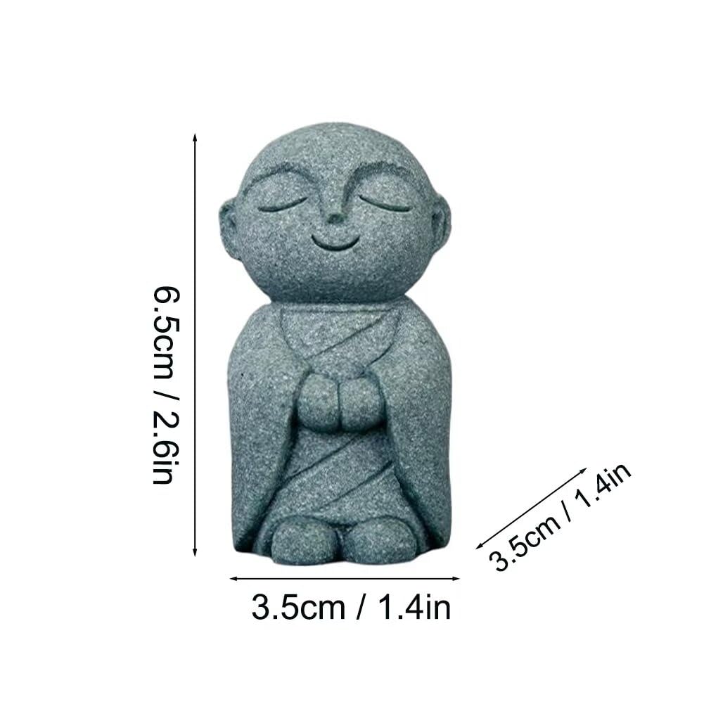 Mini Monk Buddha Statue Sandstone Statues Zen Monk Praying Statue Sculptures for Wealth Good Luck Feng Shui Decor Home Fish Tank Aquarium Garden (Style 10)