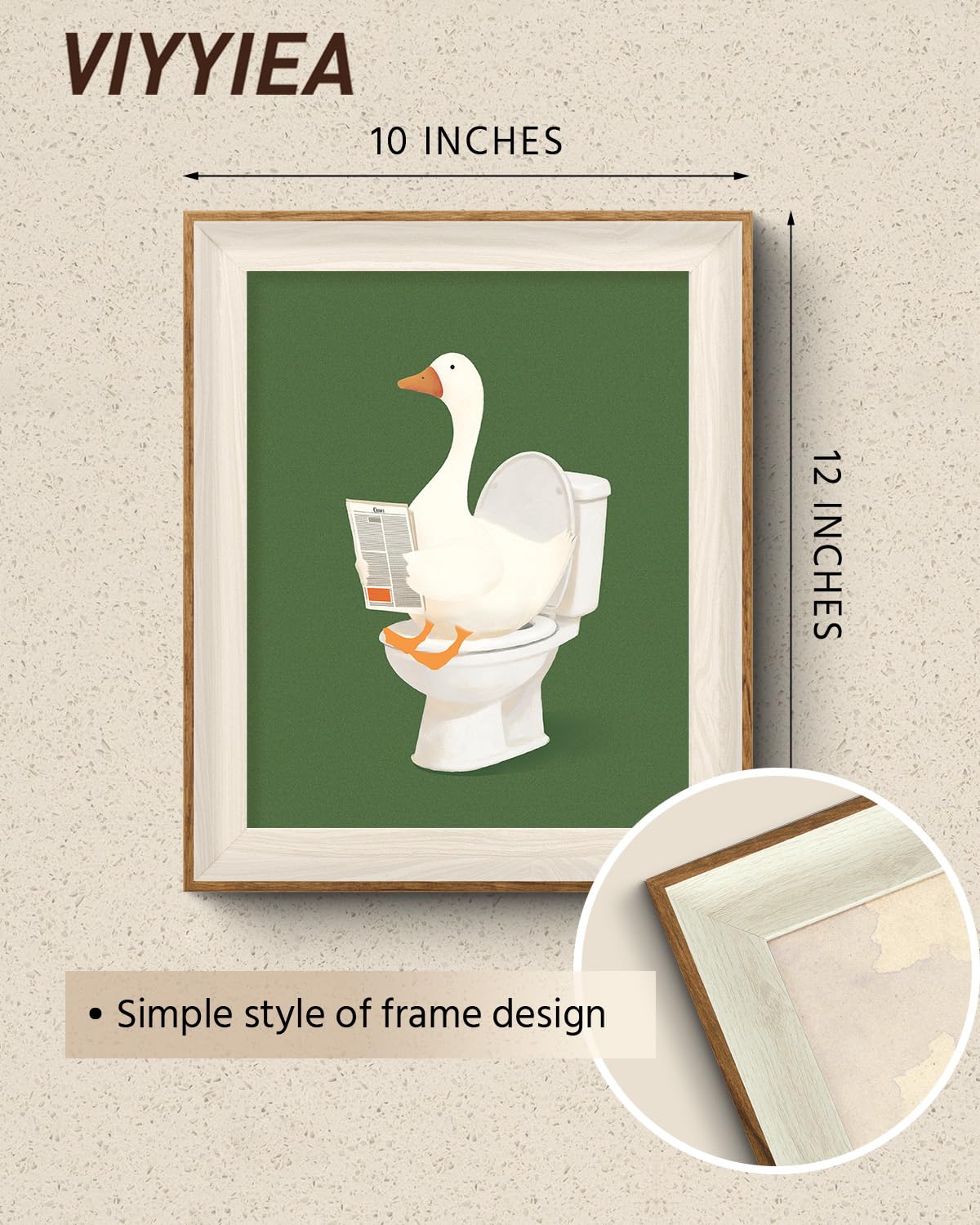 Framed Canvas Wall Art (Toilet Big White Goose / 12"L x 10"W)