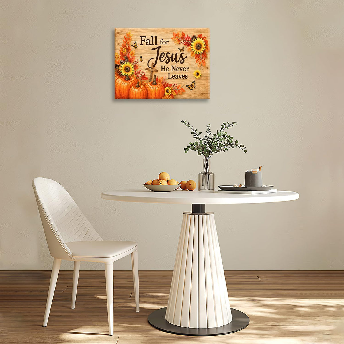Fall Wall Art Christian Jesus Canvas Wall Decor Pumpkin Pictures Christ Paintings Prints Religious Bible verse Artwork Framed Decorations For Church Prayer Room Bathroom Bedroom Living Room Gifts 24" x 20" (Fall Jesus / 24"L x 20"W)