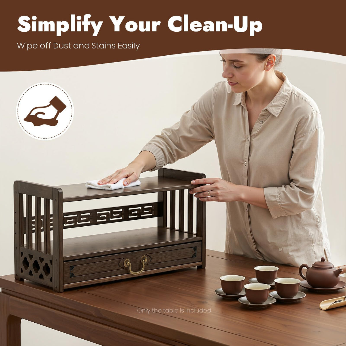 Meditation Storage Table (Walnut Color / 20.4×9.8×11in)