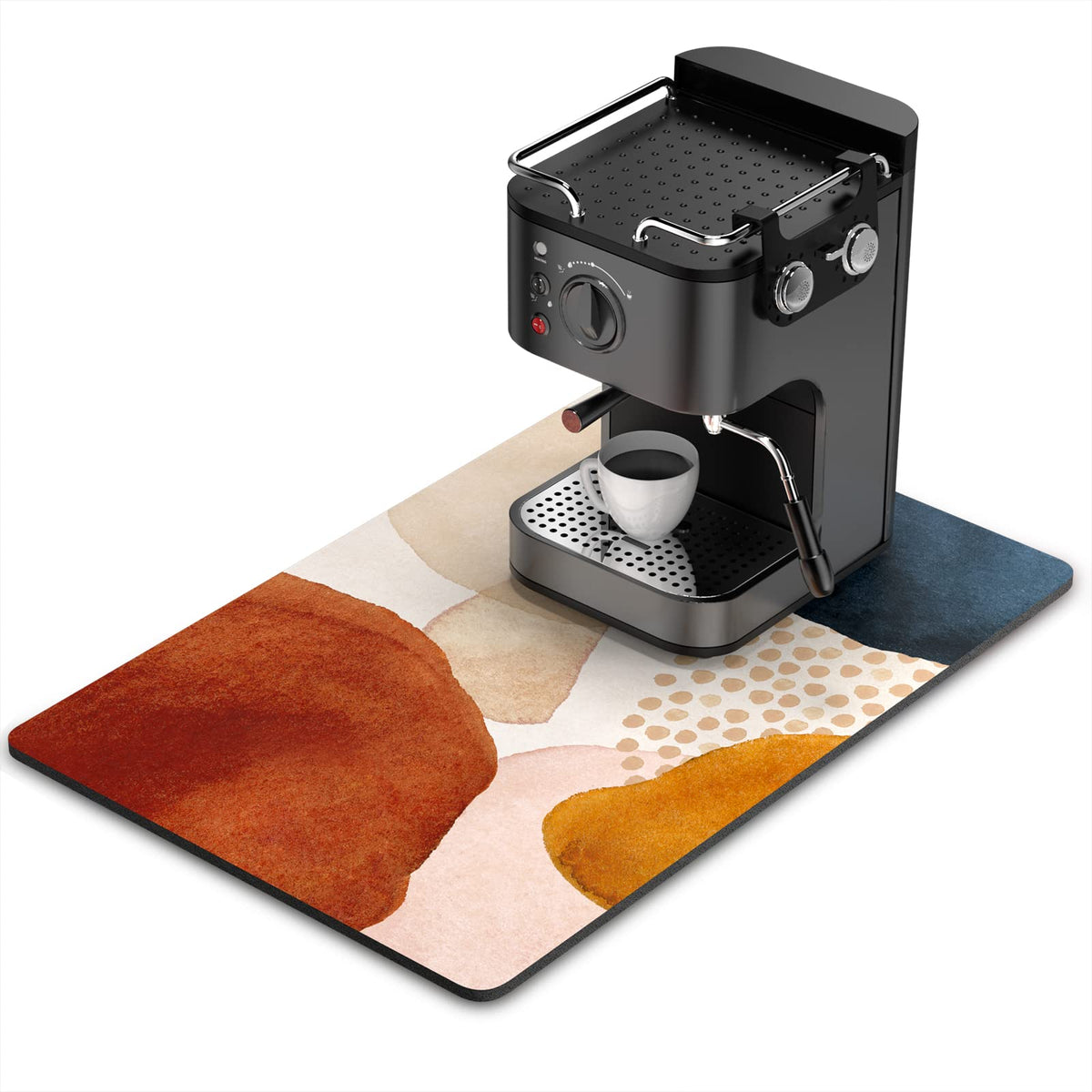 Coffee Mat 16" x 24" Cute Boho Theme Coffee Bar Mats for Espresso Machine Station Accessories and Organizer (Abstract Stones Art / 16" x 24")