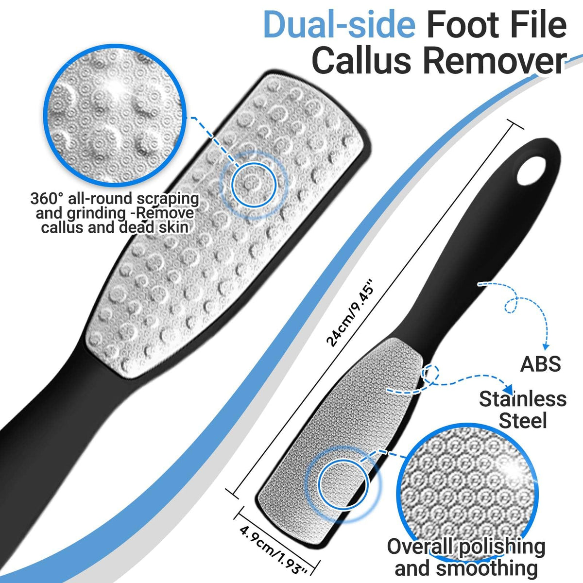 Foot Massage Mat and Foot File Set (Blue+black)