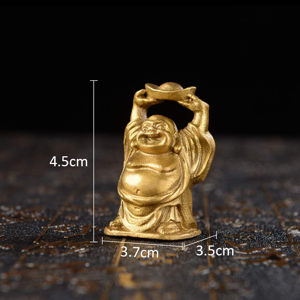 6Pcs 2'' Gold Brass Laughing Buddha Figurines (2''brass Set)