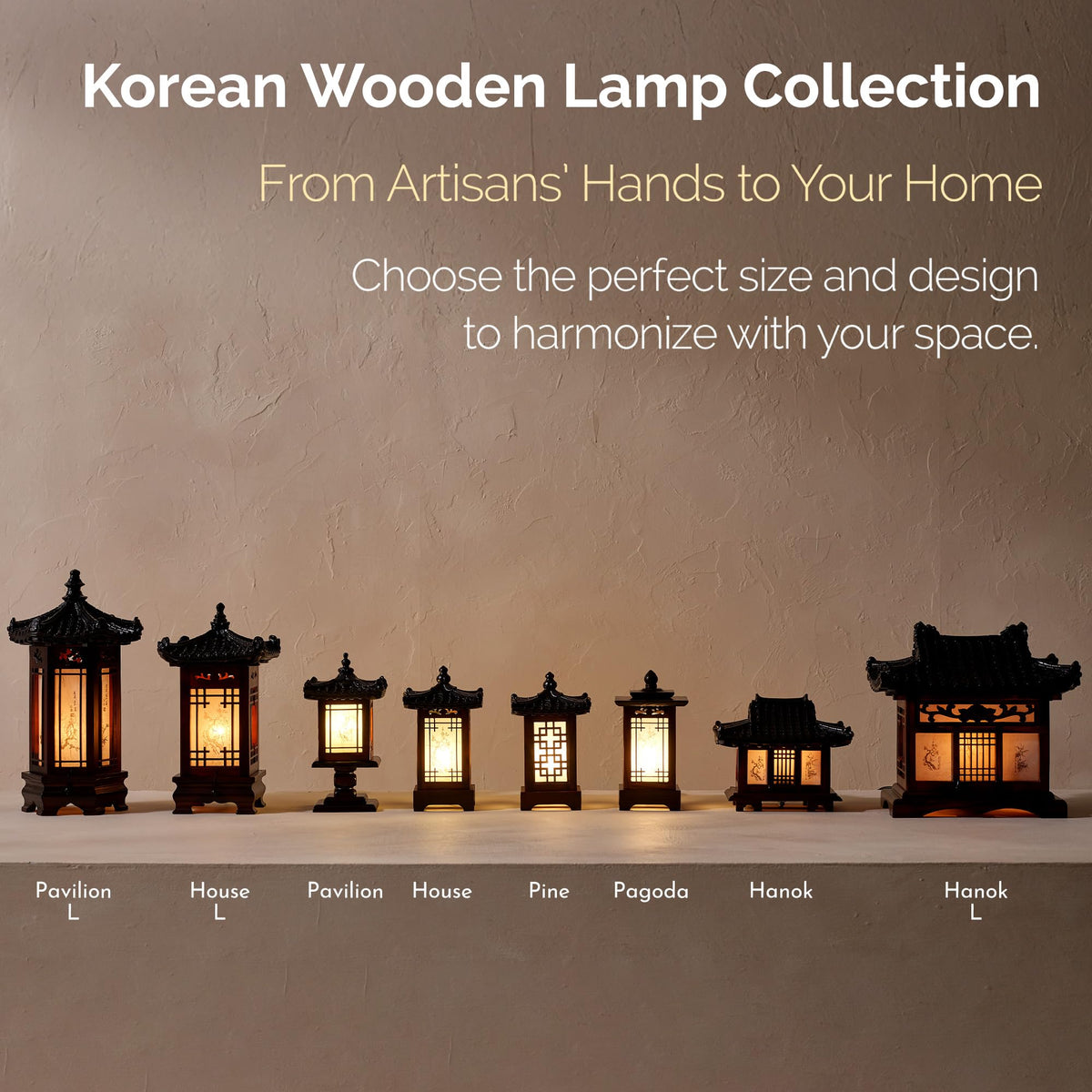 Traditional Korean Wood Lamp (Pagoda)