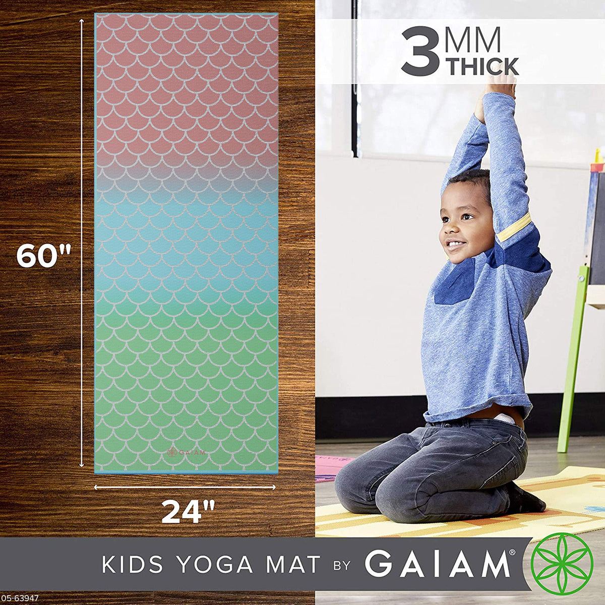 Kids Yoga Mat (Metallic Mermaid)