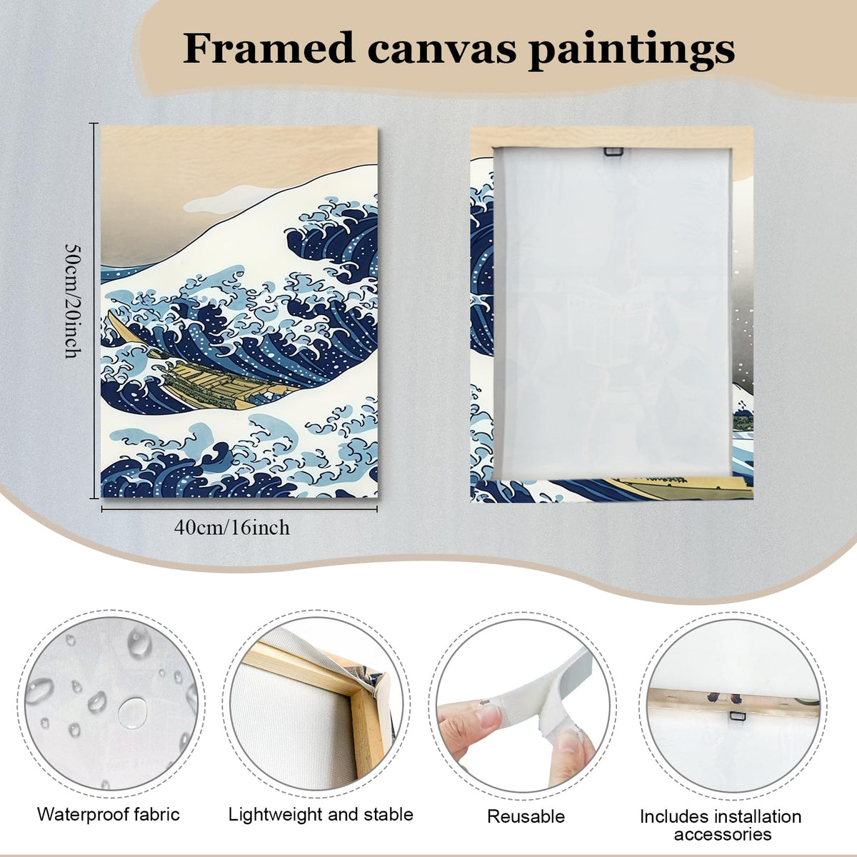 3 Piece Wall Art 16 x 20 Inches (Waves 73)
