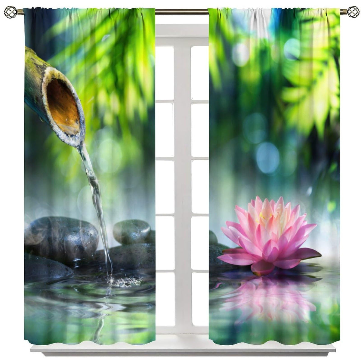 Zen Garden Curtains (21"W x 45"L (Pack of 2) / Style-4)