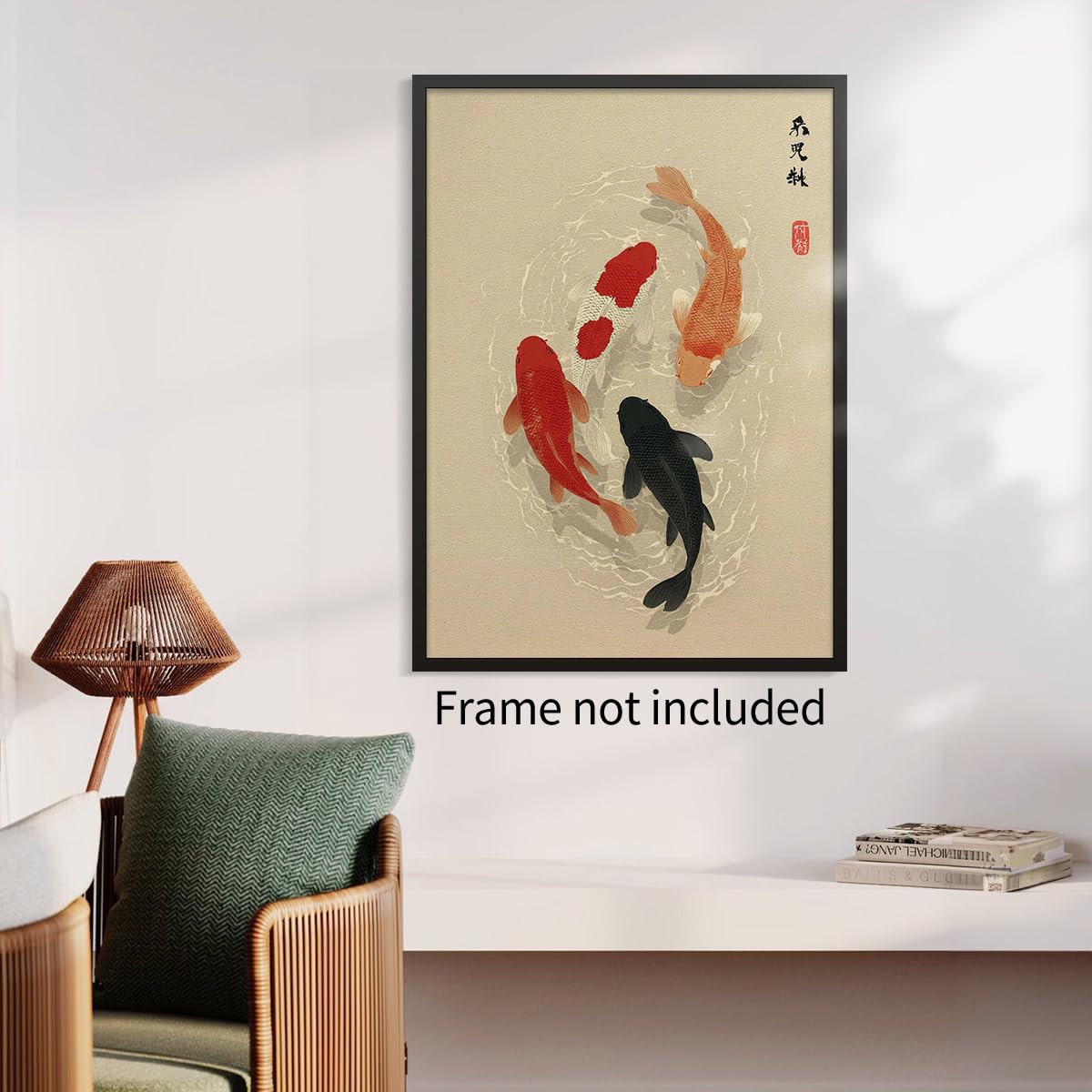 Japanese Koi Fish Poster Minimalist Asian Wall Art Vintage Zen Water Painting Modern Oriental Fish Artwork Japan Decor Aesthetic Prints for Living Room Bedroom Office 16x24in Unframed (Unframed / Japanese Artwork / 24"L x 16"W)
