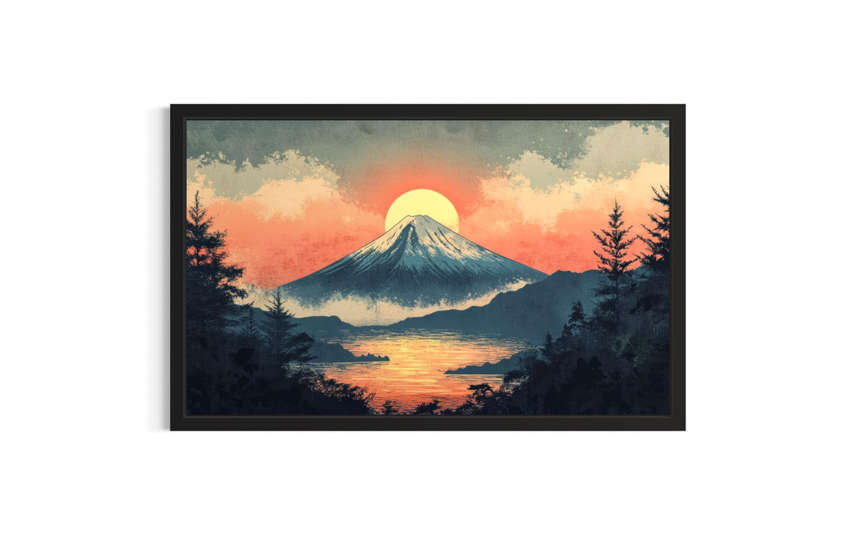 Mount Fuji Sunrise Unframed Wall Art Print Poster (Mount Fuji Sunrise / 20"L x 16"W)