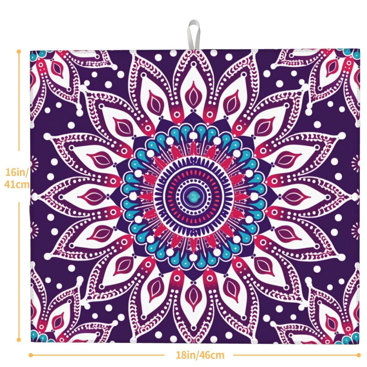 Purple Mandala Boho Floral Dish Drying Mat For Kitchen Counter Dry Mats Microfiber Dish Drainer Mat Protector Pad Absorbent Fast Drying Kitchen Must (Purple Mandala Boho Floral / 18" x 16")